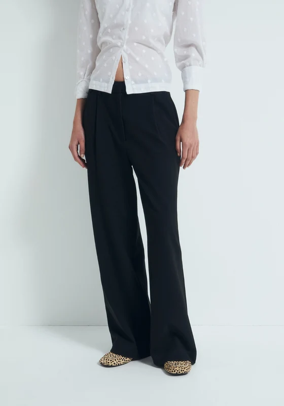 Pleated Elasticated Trousers - Black Black / L