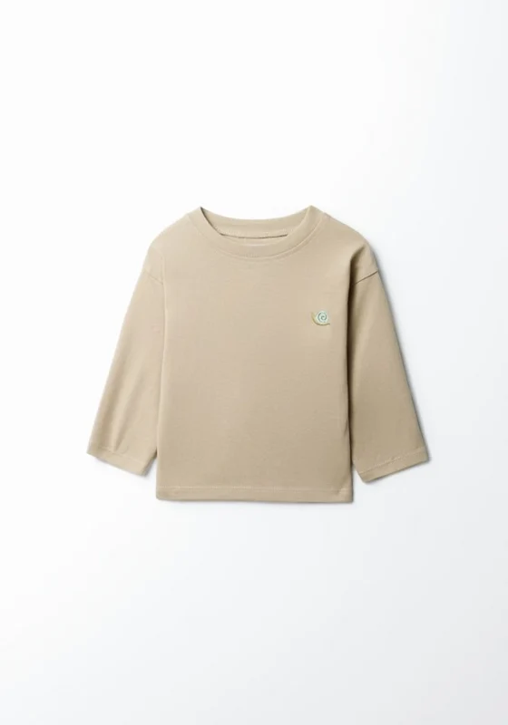 Embroidered Solid-Colour T-Shirt - Beige Beige / 9m