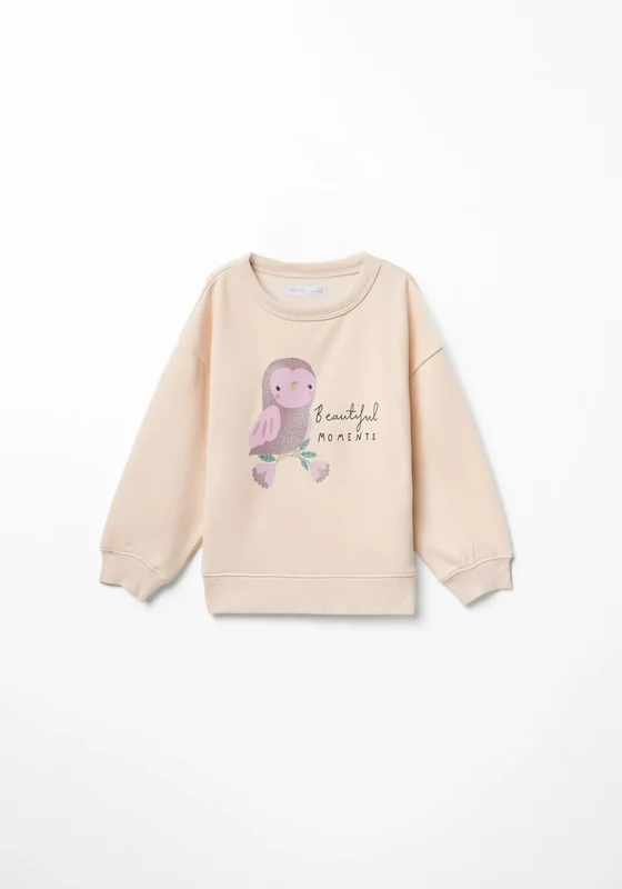 Owl Motif Sweatshirt - Cream Cream / 9