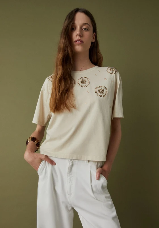 Sparkly Tee - Cream Ecru / S