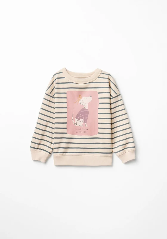 Striped Puppy Sweatshirt - Cream Cream / 13