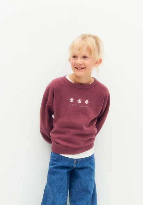Floral Print Sweatshirt - Pink Dark Pink / 6