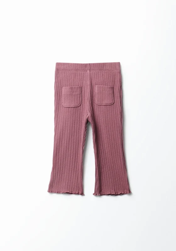Flared Ribbed Leggings - Red Burgundy / 12m