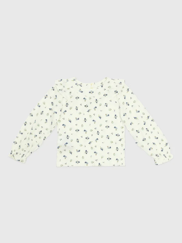 Mayoral Girls' Bambula Printed Blouse 8 / CREAM ANISE