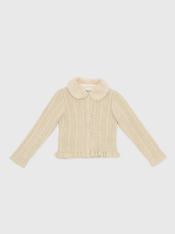 Mayoral Girls' Faux Fur Collar Cardigan 3 / H. MILK