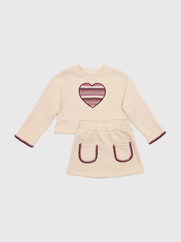 Mayoral Girls' Top & Skirt Set 10 / LIGHT KHAKI