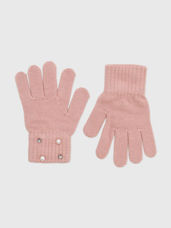 Mayoral Girls' Pearl Knit Gloves 4 / PASTEL MIX