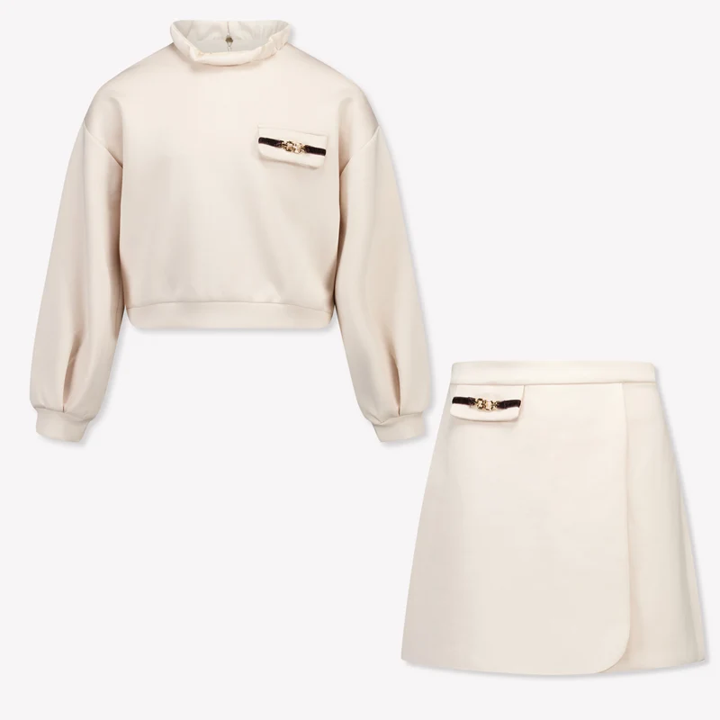 Abel & Lula Kinder Meisjes Setje In Licht Beige 8 Jaar