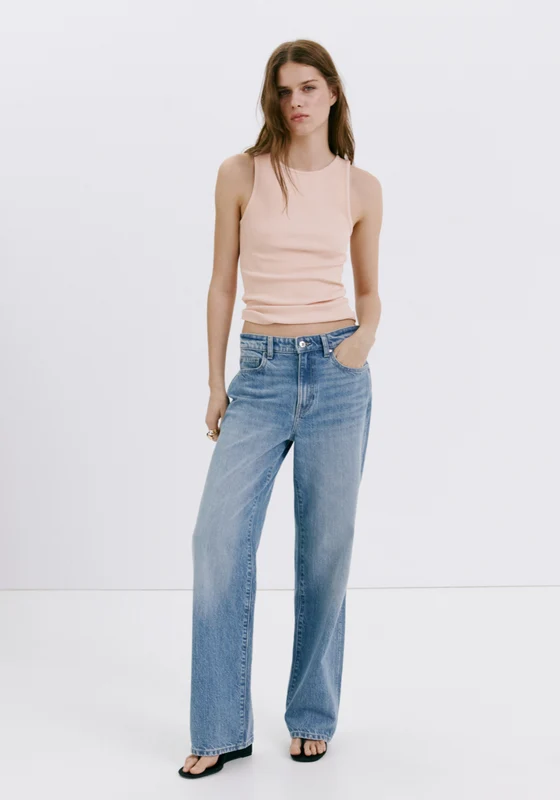 Cotton Blend Ribbed Top - Pink Pink / S
