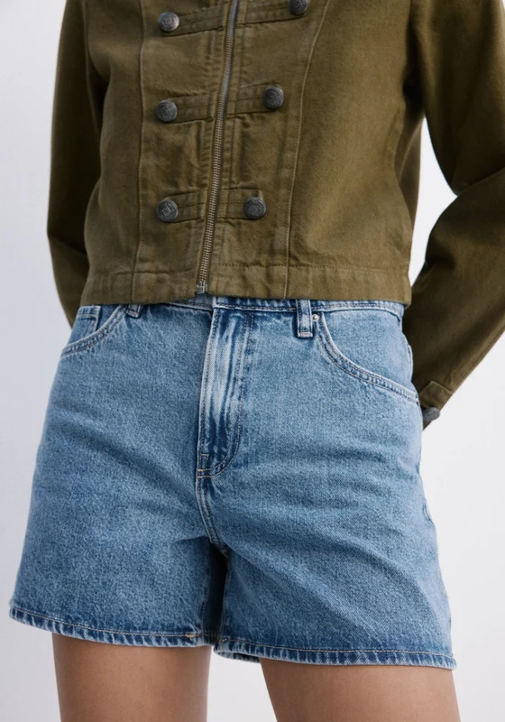 Straight Fit Denim Shorts - Denim Blue Open Blue / 44