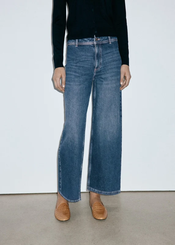 Catherin High Rise Wide-Leg Culotte Jeans - Denim Blue Open Blue / 42