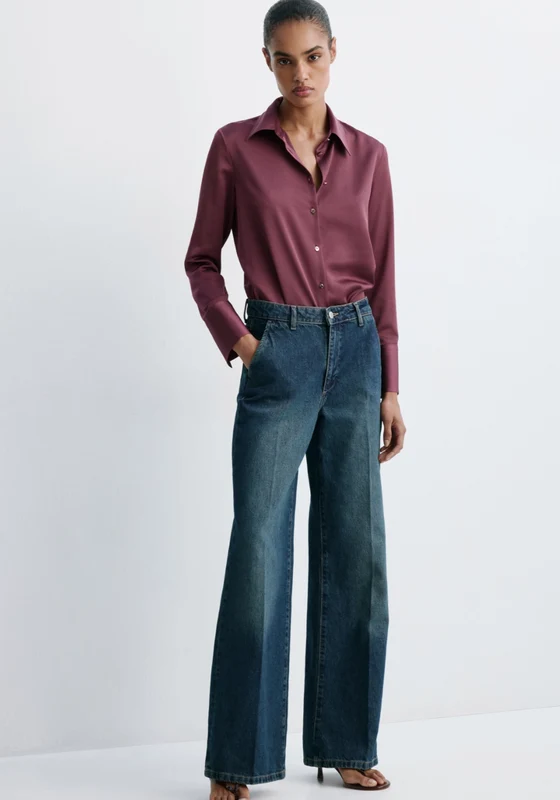 Satin Finish Shirt - Burgundy Burgundy / M