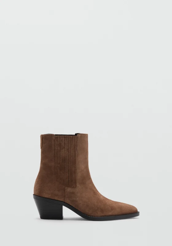 Suede Block Heel Boots - Brown Brown / 39