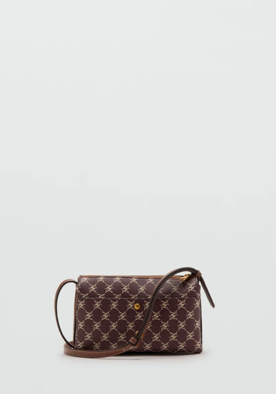 Shoulder Bag With Printed Logo - Burgundy Burgundy / One Size
