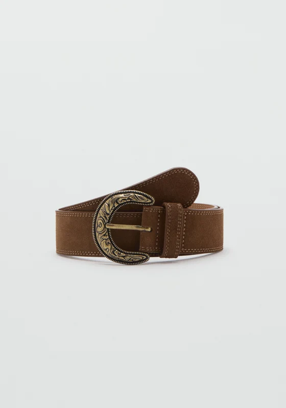 Suede Effect Belt - Brown Brown / M