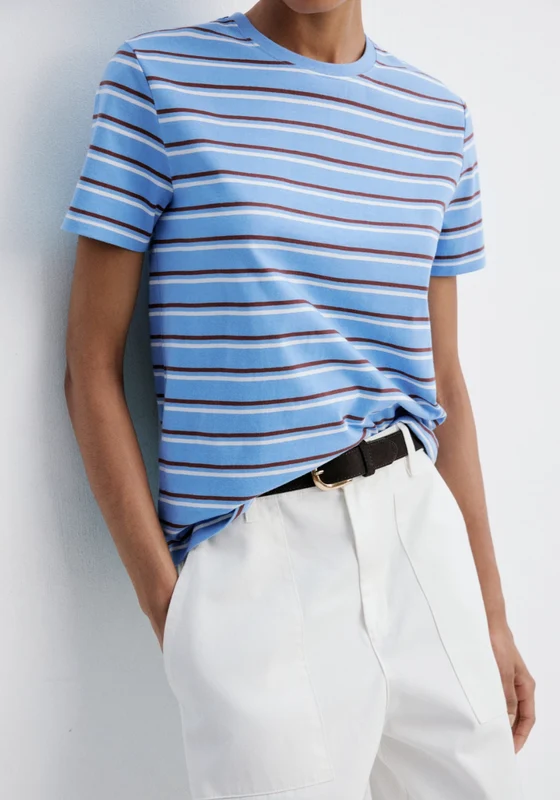 Striped Cotton T-Shirt - Blue Blue / XL