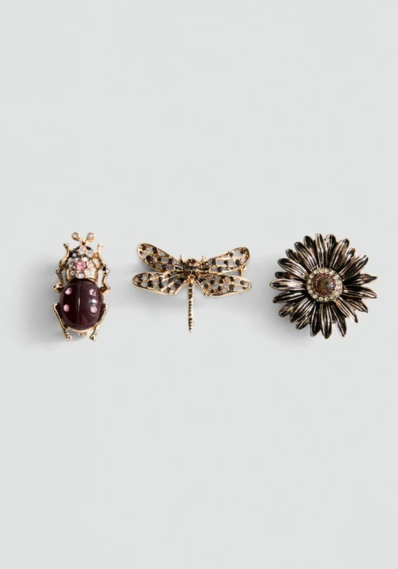Set Of 3 Combined Brooches - Gold Gold / One Size