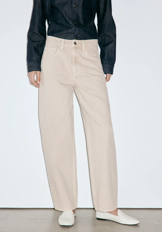 High Rise Balloon Jeans - Sand Sand / 36