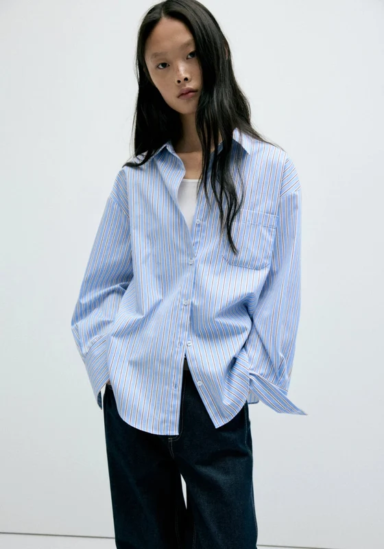 Striped Straight Shirt - Blue Blue / XL