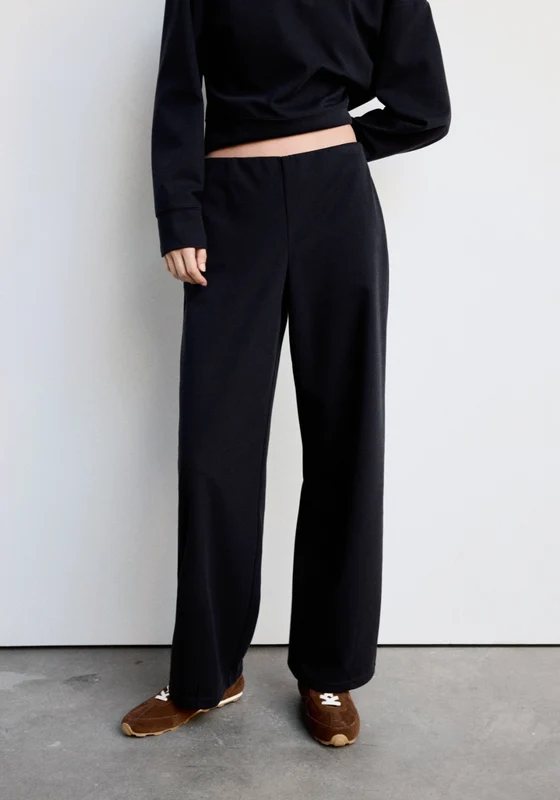 Fine Knit Wide Trousers - Blue Navy / L