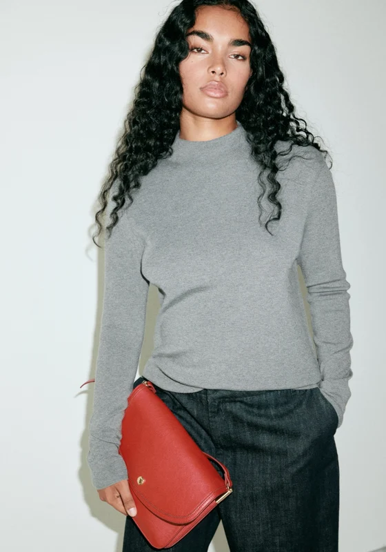 Knitted Sweater With Perkins - Grey Grey / XL