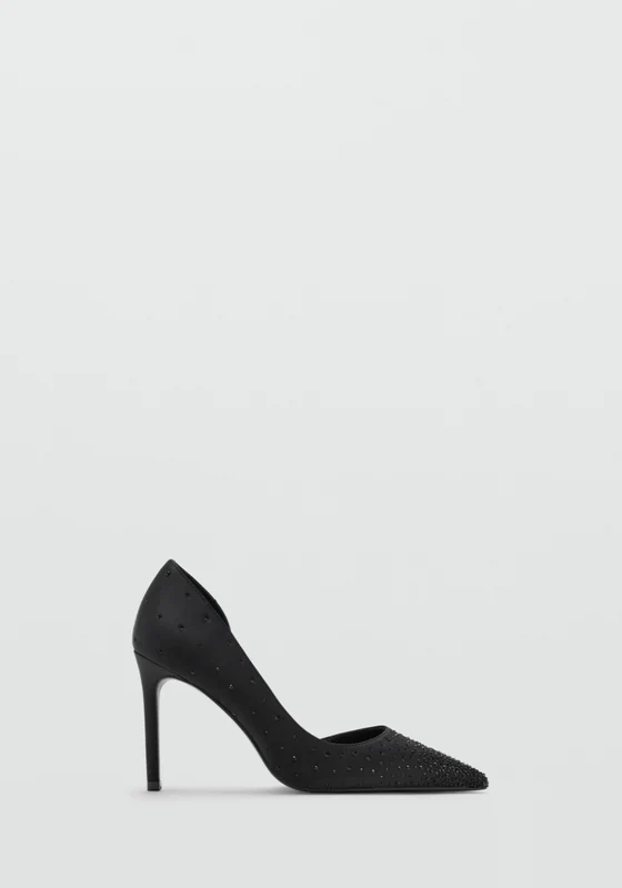 Stiletto Heel Shoe With Rhinestones - Black Black / 38