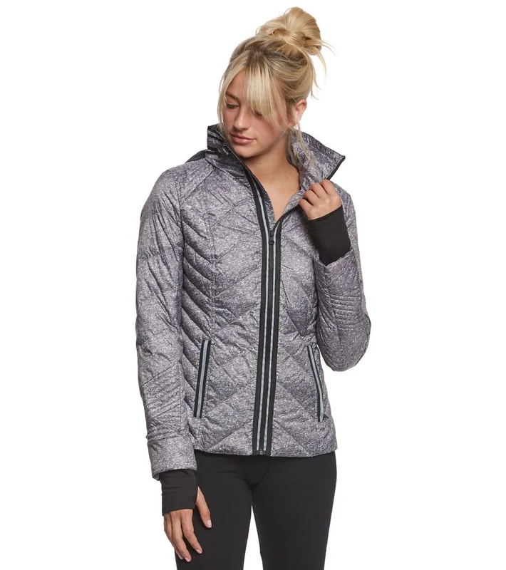 Blanc Noir Puffer Jacket with Reflective Trim Med Heather Grey / S