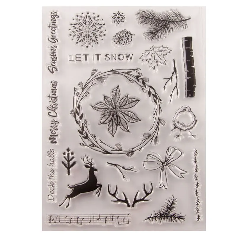 Selo Transparente De Silicone Wreath Deer Diy Scrapbooking Embos