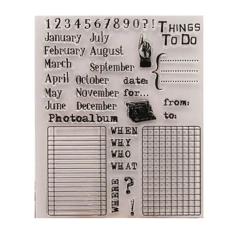 Silicone Diy Clear Stamp Month Para Gravação Em Álbum De Recortes