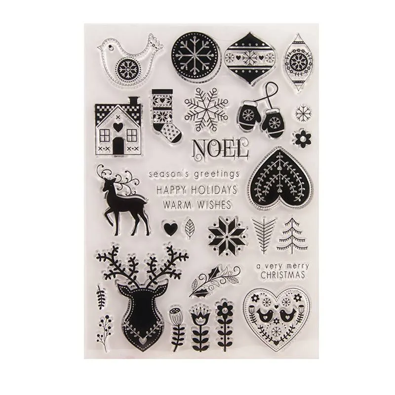 Silicone De Natal Clear Stamp Para Gravação De Álbuns De Recortes Diy