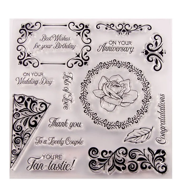 Silicone Clear Stamp Best Wishes Flower Para Álbum De Recortes Diy
