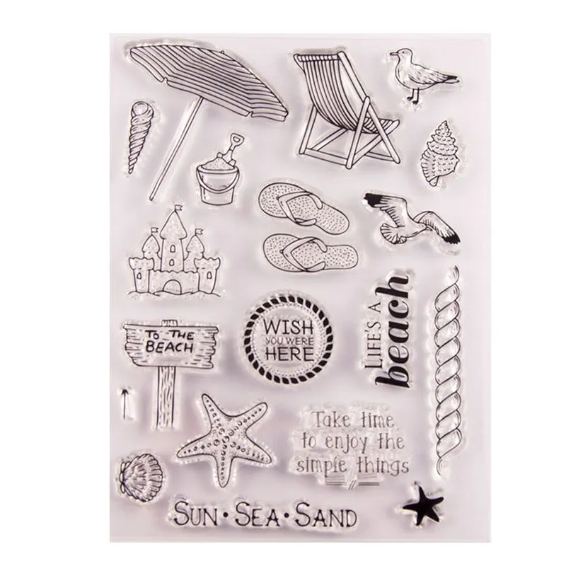 Álbum Em Relevo De Álbum De Recortes Diy De Silicone Clear Stamp Beach