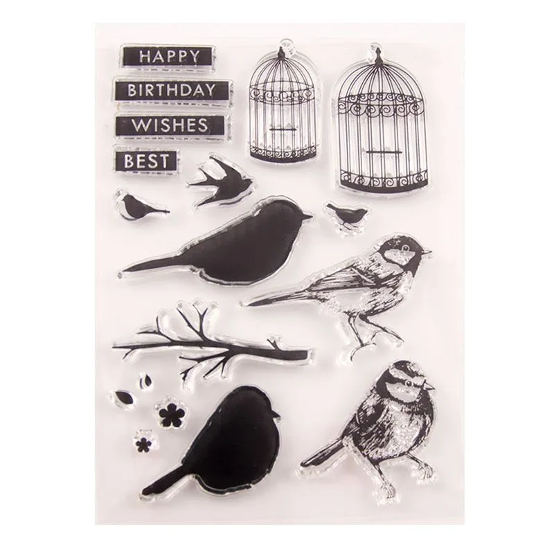 Silicone Clear Stamp Bird Cage Para Scrapbooking Diy