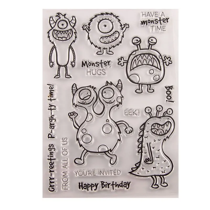 Silicone Clear Seal Stamp Monster Para Scrapbooking Embos