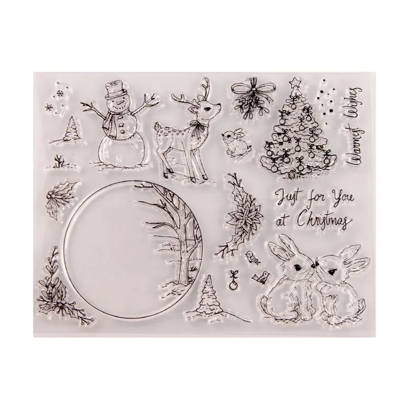 Snowman Rabbit Silicone Clear Seal Stamp Diy Scrapbooking Em
