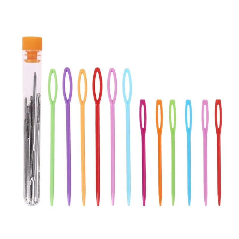 Conjunto De Agulhas De Costura De Plástico + Metal 12 Unidades + 18 Unidades