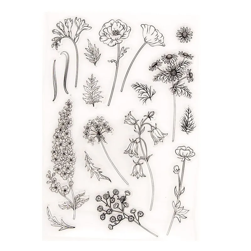 Selo Transparente De Silicone De Várias Flores Diy Scrapbooking E
