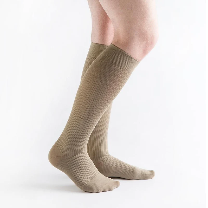 VenActive Men's Classic Rib 15-20 mmHg Compression Sock LG / Khaki