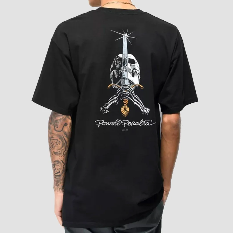 Powell Peralta Skull & Sword T-Shirt Black Medium / Black
