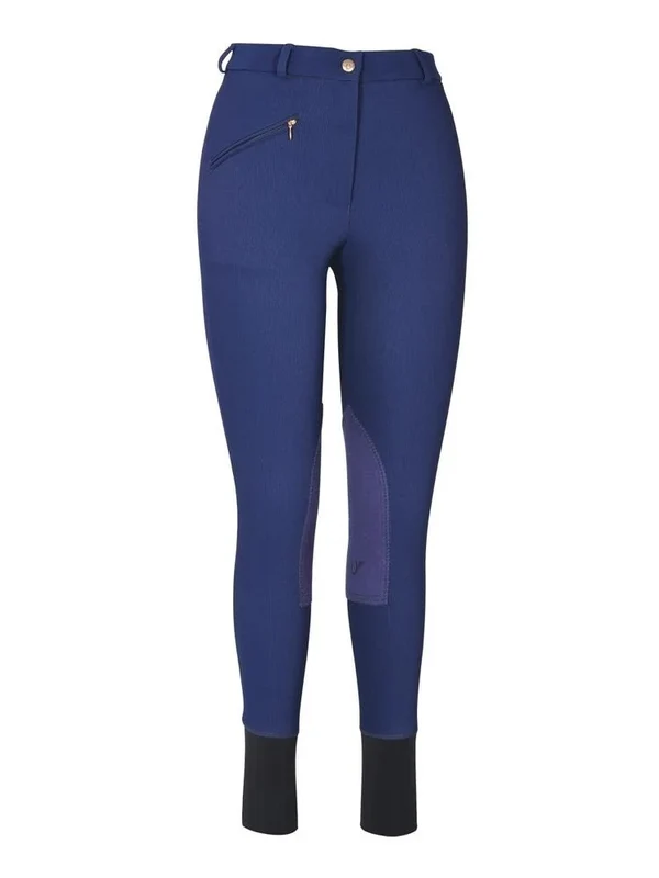 TuffRider Ladies Ribb Knee Patch Breeches Navy / 30 Regular