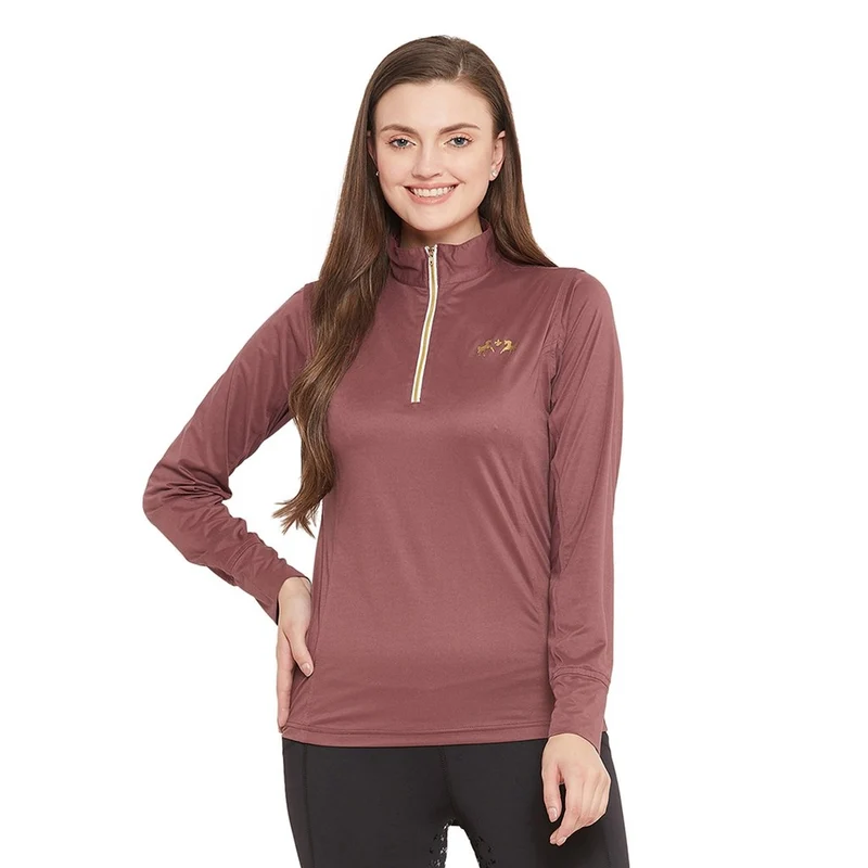 Equine Couture Ladies Surya EquiCool Long Sleeve Sun Sport Shirt Rose Brown / XXX-Large