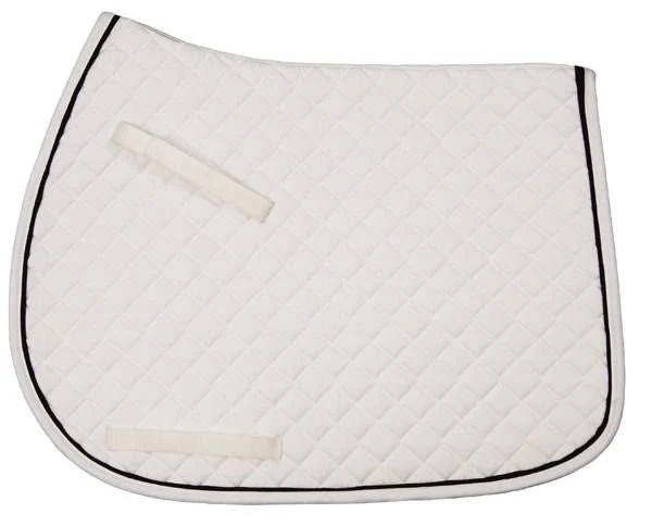 TuffRider Basic All Purpose Saddle Pad with Piping White/White/Black / Standard