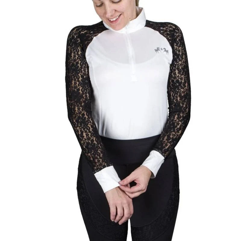 Equine Coutoure Ladies Spicy Girl Clove Long Sleev White/White / 3X-Large