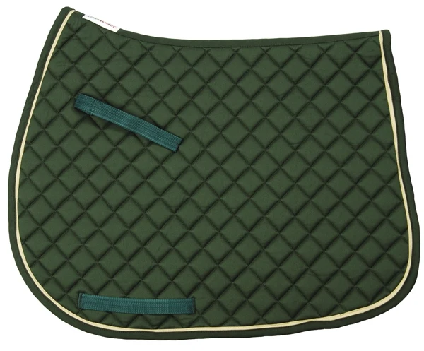 TuffRider Basic All Purpose Saddle Pad with Trim/Piping Hunter/Hunter/Light Tan / Standard