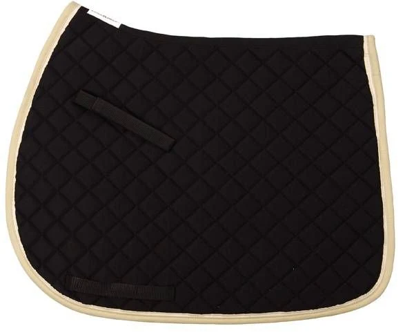 TuffRider Basic All Purpose Saddle Pad with Piping Black/Light Tan/Cream / Standard
