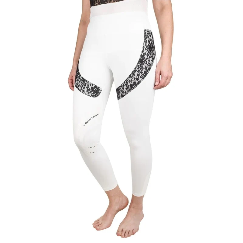 Equine Couture Ladies Spicy Girl Chili Tights White/Black / X-Large