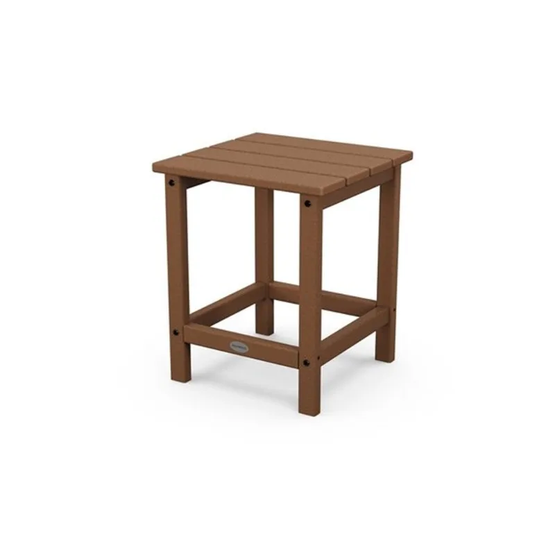 POLYWOOD Long Island Teak Square Outdoor End Table 15-in W x 15-in L