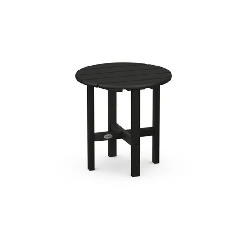 POLYWOOD Black Round Outdoor End Table 18-in W x 18-in L