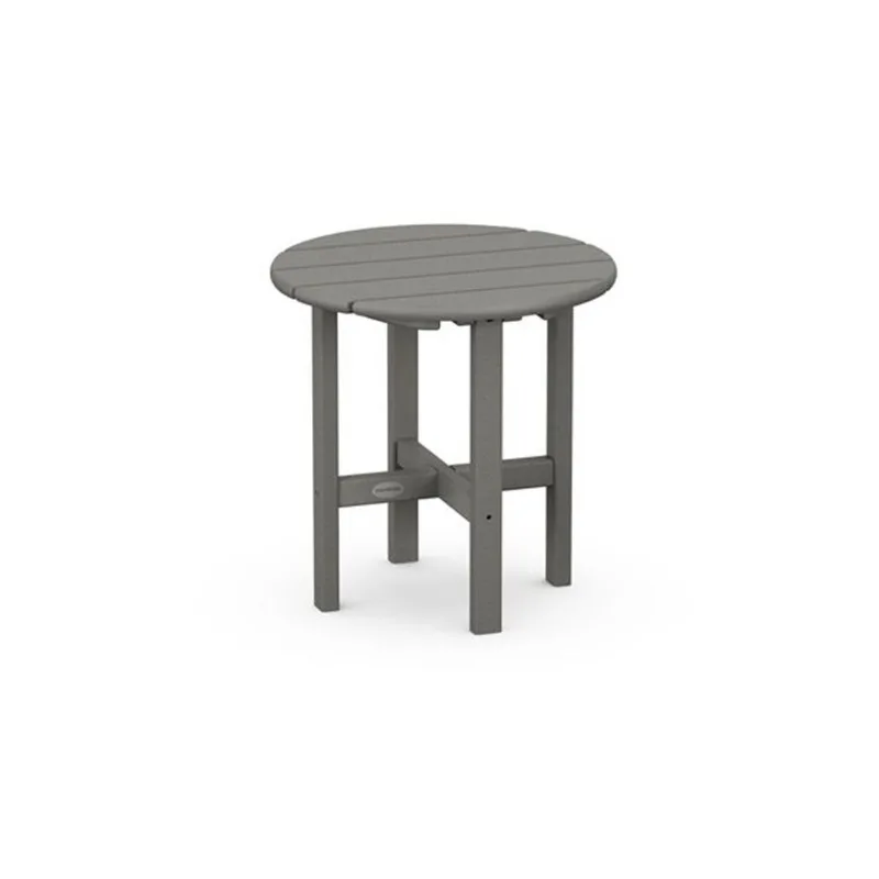 POLYWOOD Slate Grey Round Outdoor End Table 18-in W x 18-in L