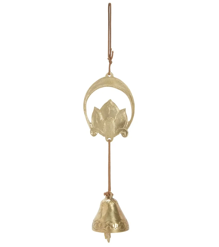 dZi Door Chime: Crescent Lotus Gold